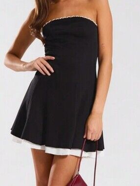 Musera Black & White Strapless Mini Dress - Size XS